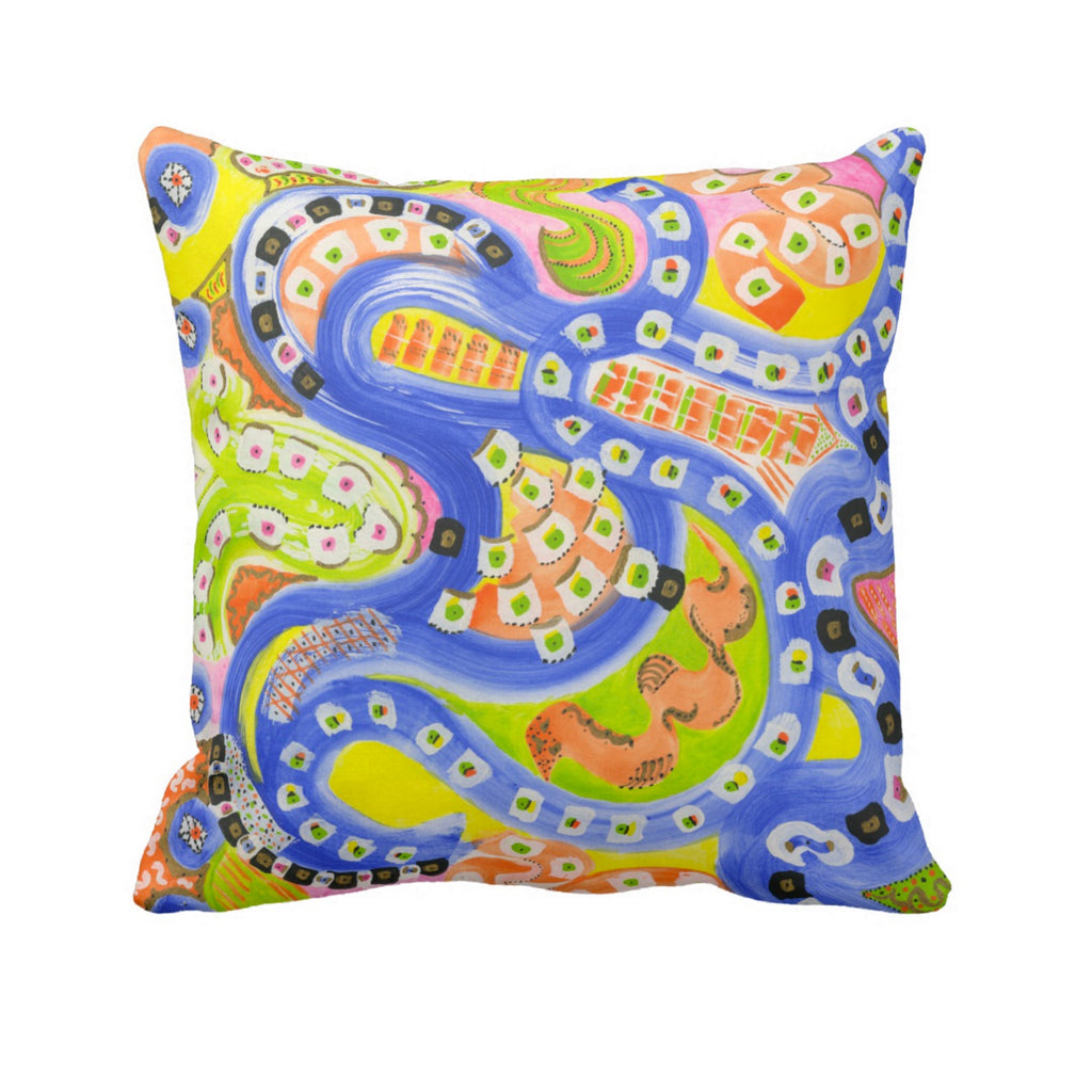 Blue Wave Background Pillow