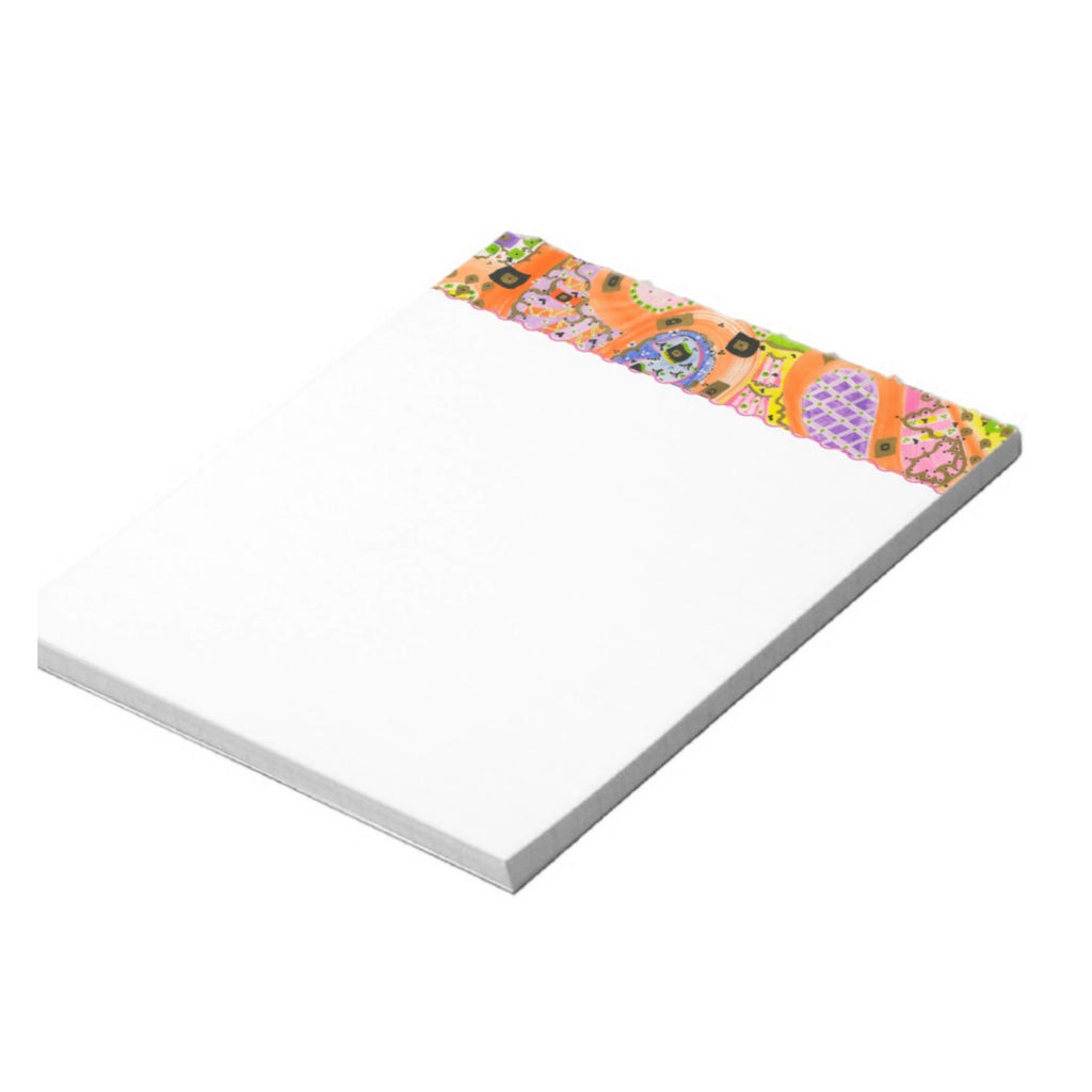 Orange Glow Note Pad with Pink Wave Line