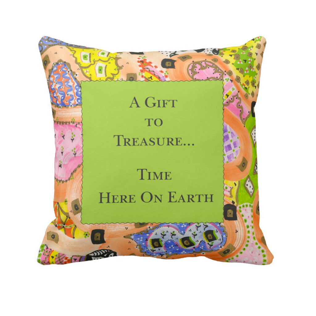 "A gift to Treasure" Orange Glow Pillow